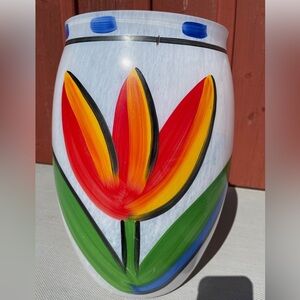 Kosta Boda Red and Yellow Large Floral Vase Brand New